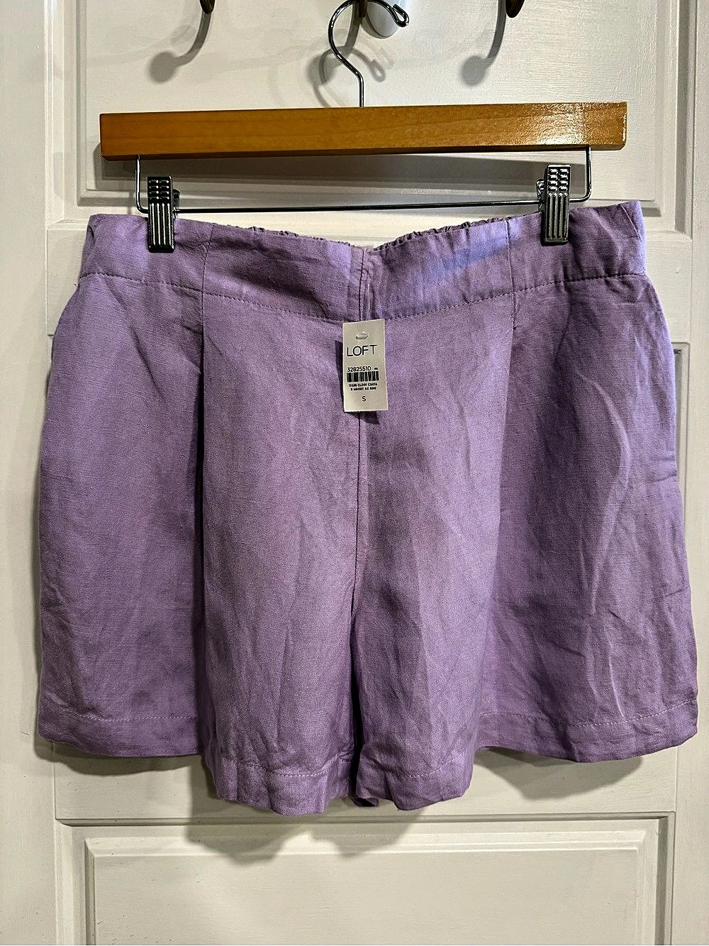 LOFT Linen Blend Shorts in Purple Size Small Pleated NWT